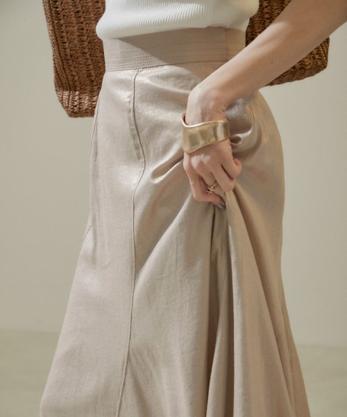 【WEB限定】ラメ混リネンフレアースカート【洗える】 