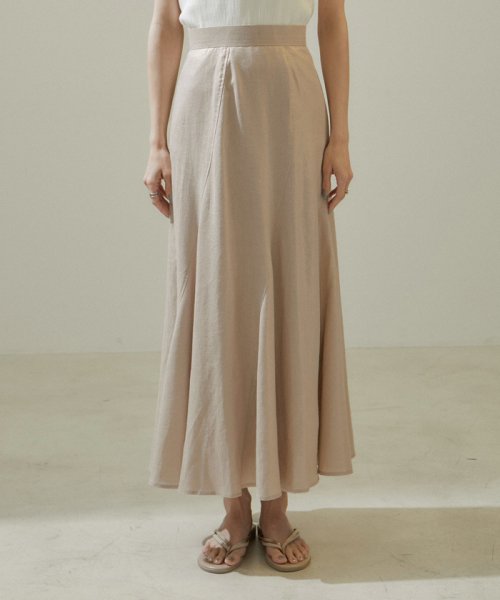 【WEB限定】ラメ混リネンフレアースカート【洗える】 