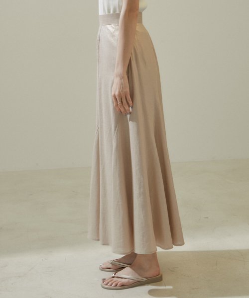 【WEB限定】ラメ混リネンフレアースカート【洗える】 