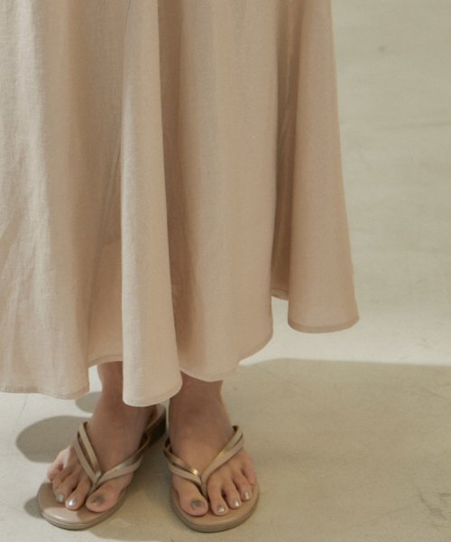 【WEB限定】ラメ混リネンフレアースカート【洗える】 