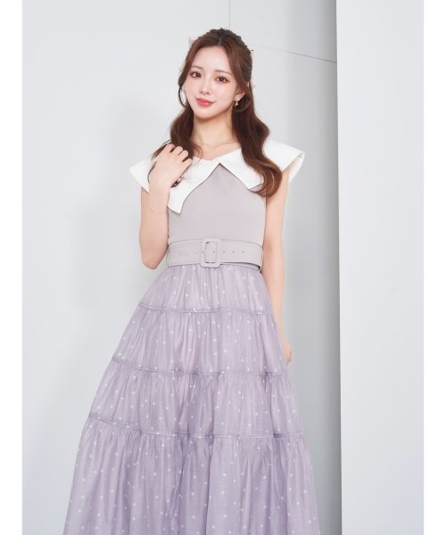 ビッグカラーオーガンジードットワンピース 