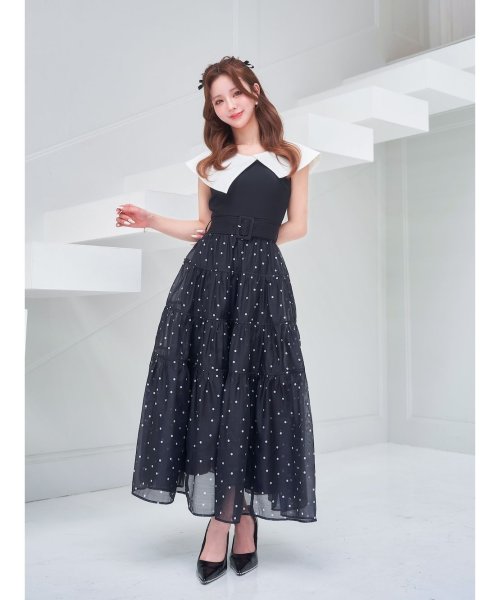 ビッグカラーオーガンジードットワンピース 