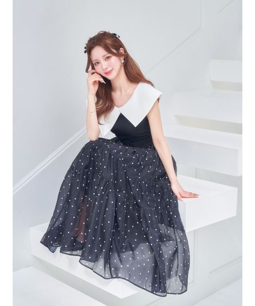 ビッグカラーオーガンジードットワンピース 