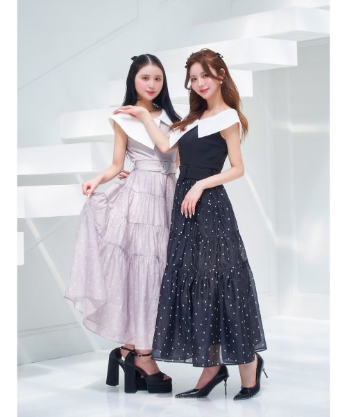 ビッグカラーオーガンジードットワンピース 