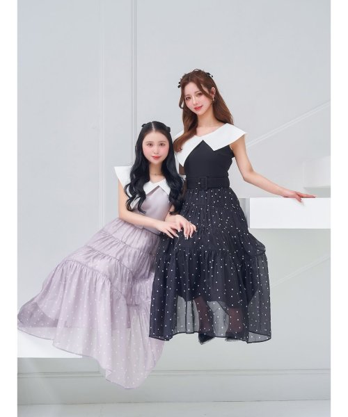 ビッグカラーオーガンジードットワンピース 