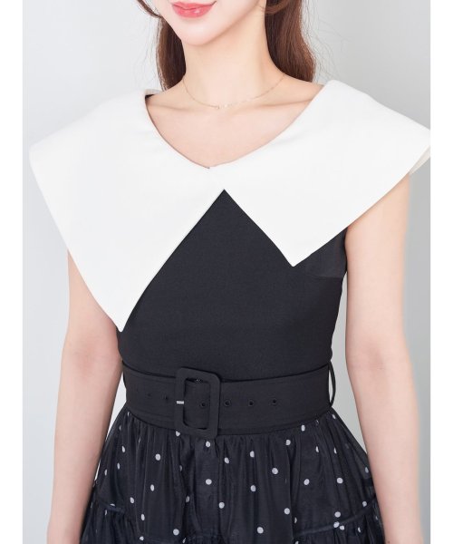 ビッグカラーオーガンジードットワンピース 