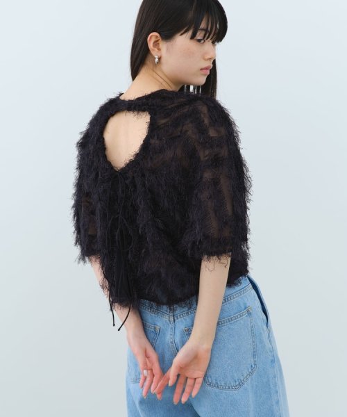 DRESSTERIOR(ドレステリア)/CODE A｜feather jacquard back open blouse/img07