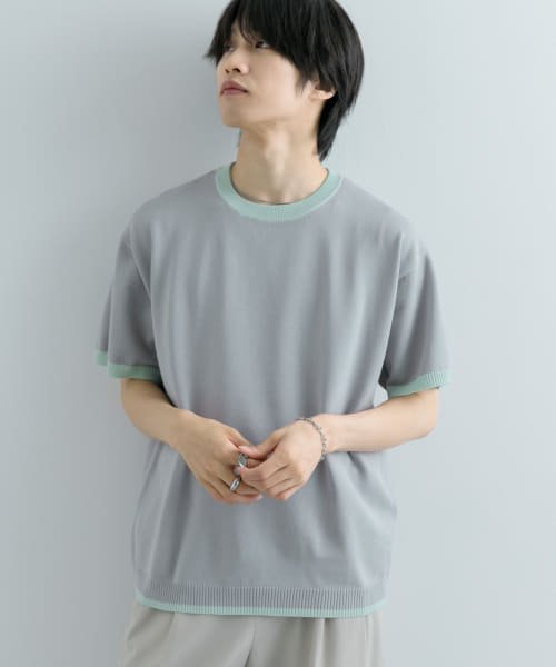 SENSE OF PLACE by URBAN RESEARCH(センスオブプレイス バイ アーバンリサーチ)/『洗濯可』リブハイショクラインニットTシャツ(5分袖)/img03