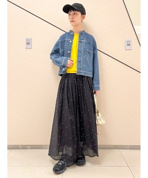 【洗える】ドット刺繍ボリュームスカート 