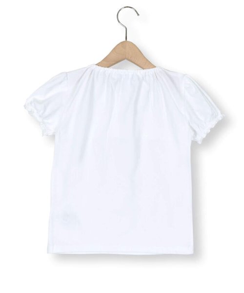 Tartine et Chocolat(タルティーヌ・エ・ショコラ)/ラインストーンリボンxスカラップ襟半袖Tシャツ(90~140cm)/img01