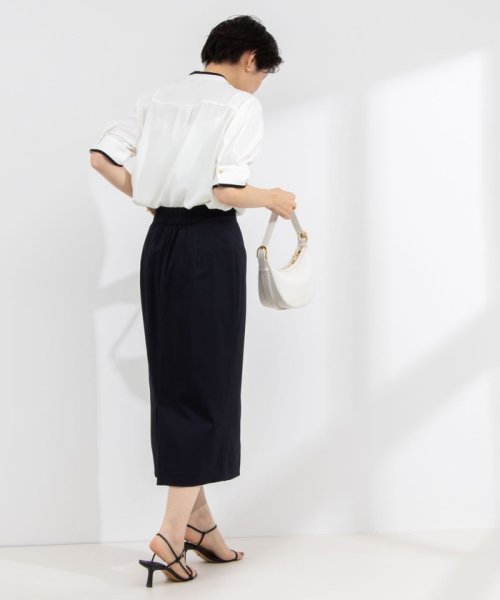 《セットアップ対応》ウォッシャブル麻調タイトミディスカート 