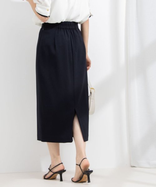 《セットアップ対応》ウォッシャブル麻調タイトミディスカート 