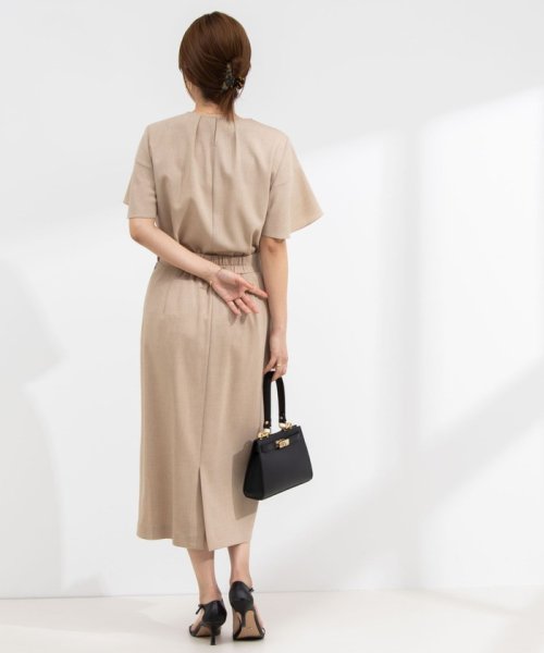 《セットアップ対応》ウォッシャブル麻調タイトミディスカート 