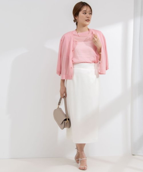 《セットアップ対応》ウォッシャブル麻調タイトミディスカート 