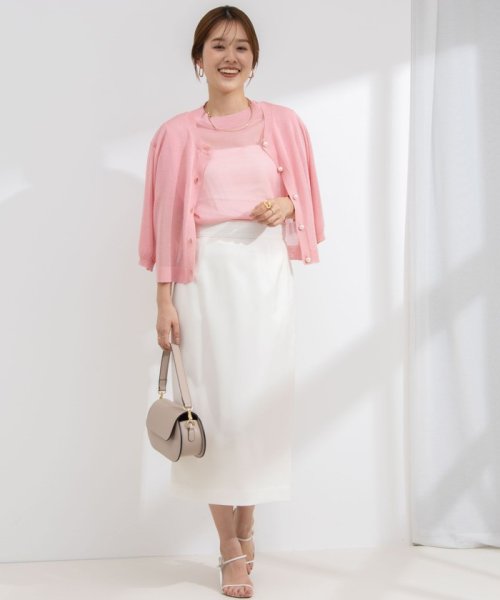 《セットアップ対応》ウォッシャブル麻調タイトミディスカート 