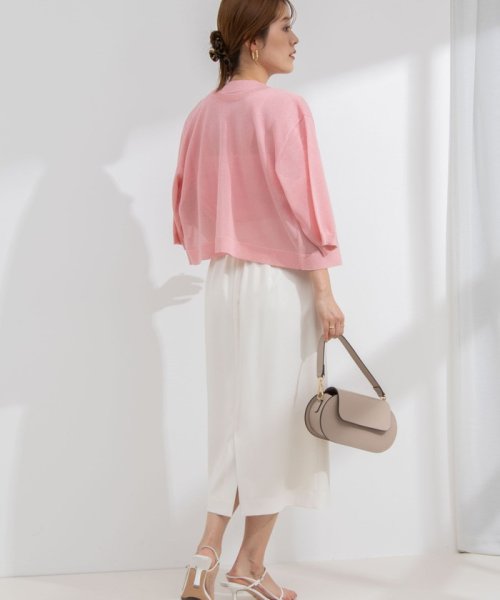 《セットアップ対応》ウォッシャブル麻調タイトミディスカート 