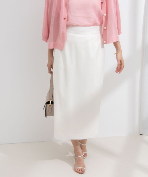 《セットアップ対応》ウォッシャブル麻調タイトミディスカート 