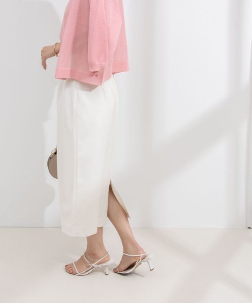 《セットアップ対応》ウォッシャブル麻調タイトミディスカート 