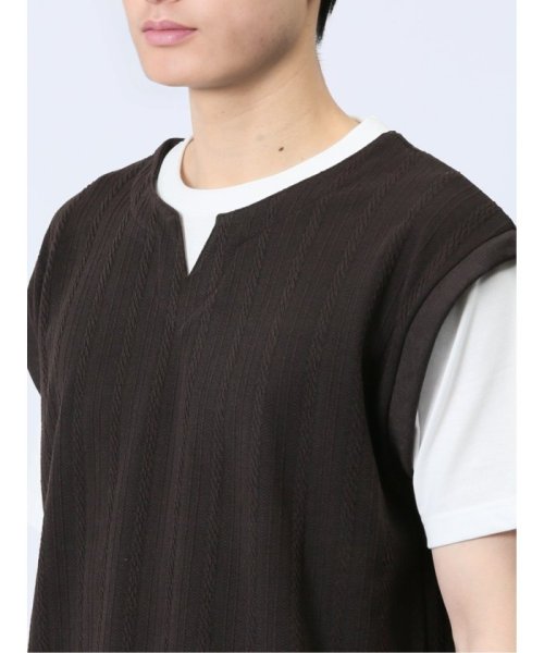 TAKA-Q(タカキュー)/さまになる フェイクレイヤード キーネック半袖Tシャツ メンズ Tシャツ カットソー カジュアル インナー トップス ギフト プレゼント/img19