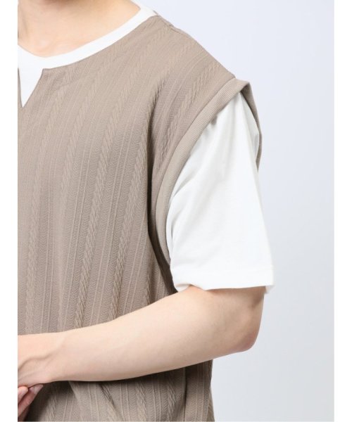 TAKA-Q(タカキュー)/さまになる フェイクレイヤード キーネック半袖Tシャツ メンズ Tシャツ カットソー カジュアル インナー トップス ギフト プレゼント/img30