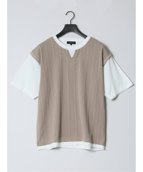 TAKA-Q(タカキュー)/さまになる フェイクレイヤード キーネック半袖Tシャツ メンズ Tシャツ カットソー カジュアル インナー トップス ギフト プレゼント/img32