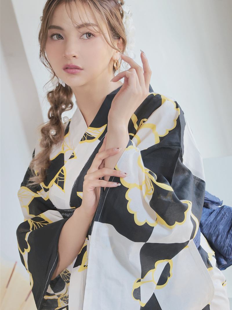 浴衣 黒 派手 ギャル レディース浴衣 椿 黄色 大柄 花柄浴衣 ゆかた 2点セット Ryuyu 浴衣 黒 派手 ギャル レディース浴衣 椿 黄色 大柄 花柄浴衣 ゆかた 2点セット Ryuyu