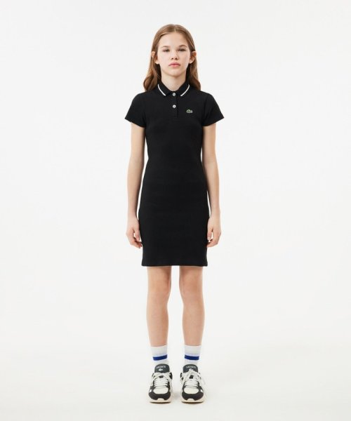 LACOSTE KIDS(ラコステ　キッズ)/コットンリブニットAラインGIRLSポロワンピース/img01