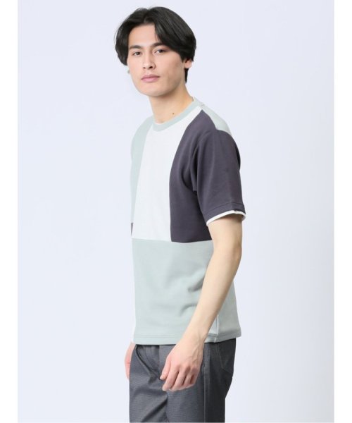 TAKA-Q(タカキュー)/切替 フェイククルーネック半袖Tシャツ/img01