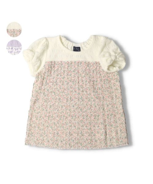 Crescent(クレセント)/【子供服】 crescent (クレセント) 花柄シフォンプリーツ切替半袖Tシャツ 80cm～140cm N42819/img01