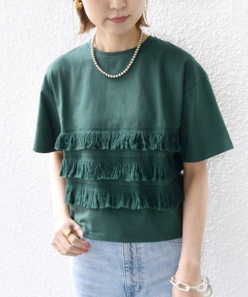 SHIPS WOMEN(シップス　ウィメン)/〈手洗い可能〉フリンジ デザイン ショート スリーブ TEE ◇/img32