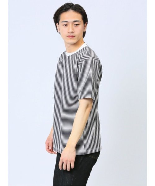 TAKA-Q(タカキュー)/リップルマイクロボーダー クルーネック半袖Tシャツ/img04