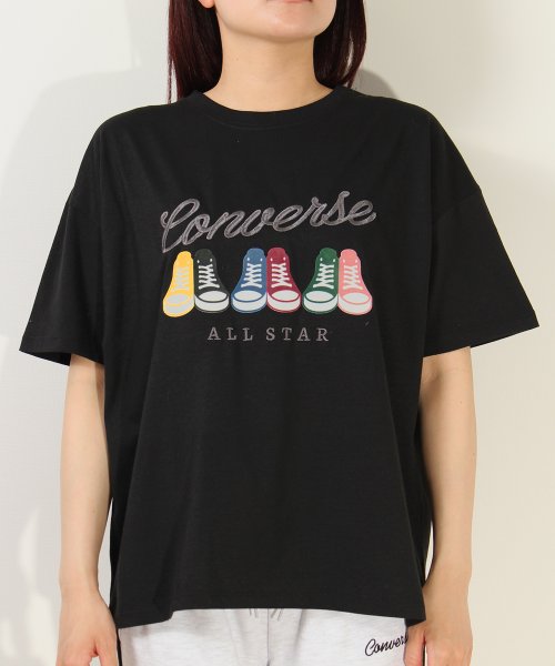 CONVERSE(コンバース)/【CONVERSE/コンバース】シューズフロッキープリントTシャツ/img01