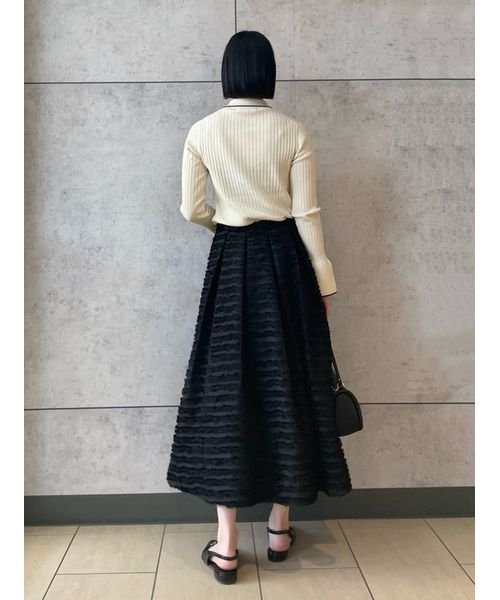 タックボリュームシャギーフレアロングスカート 予めご了承ください