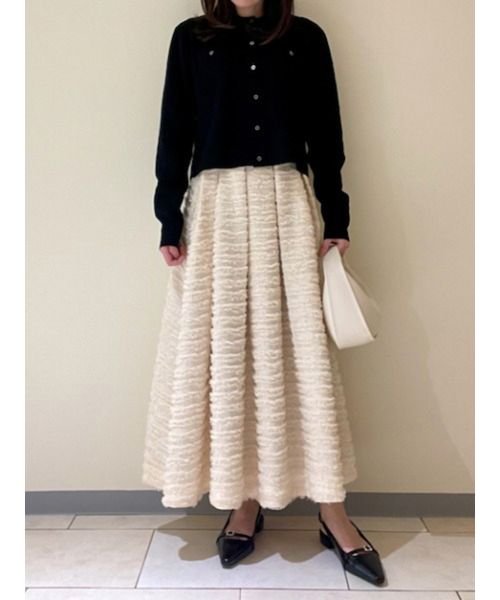 タックボリュームシャギーフレアロングスカート 予めご了承ください