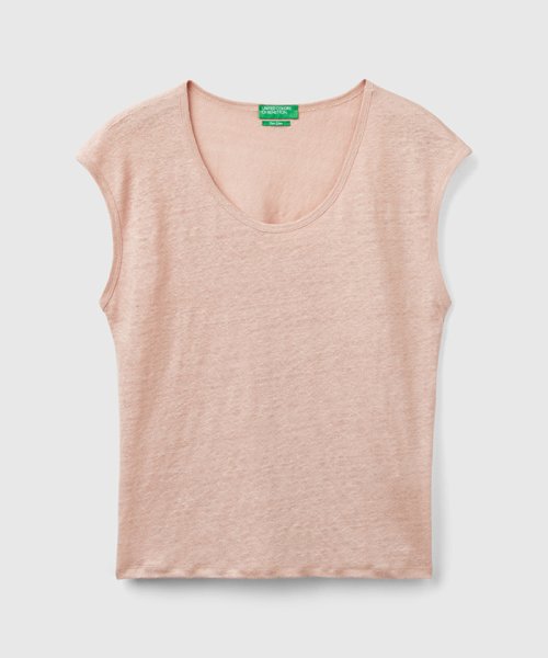 BENETTON (women)(ベネトン（レディース）)/リネン100%Uネックサイドスリット入りフレンチスリーブTシャツ・カットソー/img10