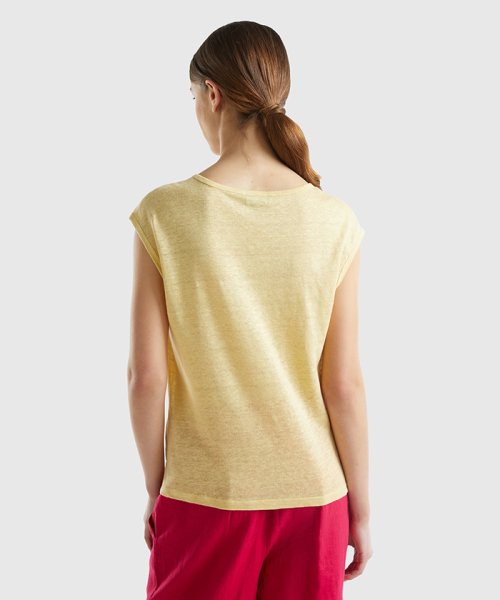 BENETTON (women)(ベネトン（レディース）)/リネン100%Uネックサイドスリット入りフレンチスリーブTシャツ・カットソー/img26