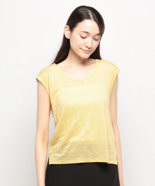 BENETTON (women)(ベネトン（レディース）)/リネン100%Uネックサイドスリット入りフレンチスリーブTシャツ・カットソー/img29