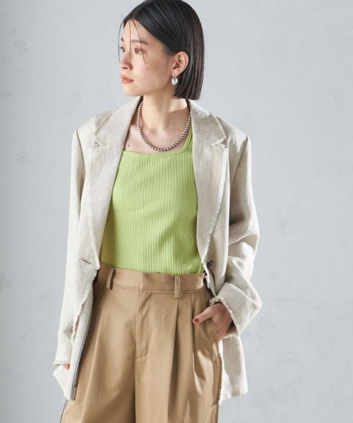 〈手洗い可能〉チェック / 無地 フリンジ ボクシー ジャケット 無地