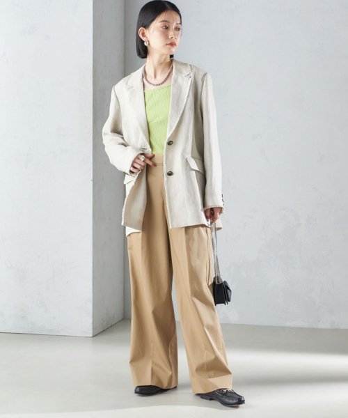 〈手洗い可能〉チェック / 無地 フリンジ ボクシー ジャケット 無地