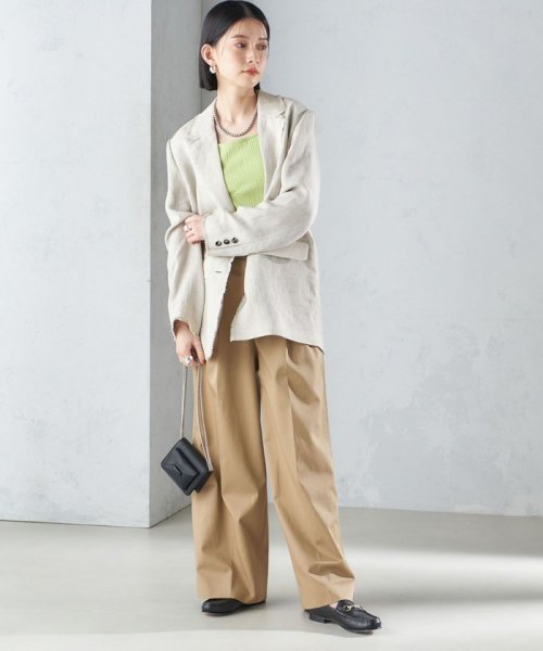 〈手洗い可能〉チェック / 無地 フリンジ ボクシー ジャケット 無地