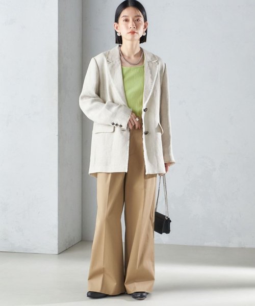 〈手洗い可能〉チェック / 無地 フリンジ ボクシー ジャケット 無地