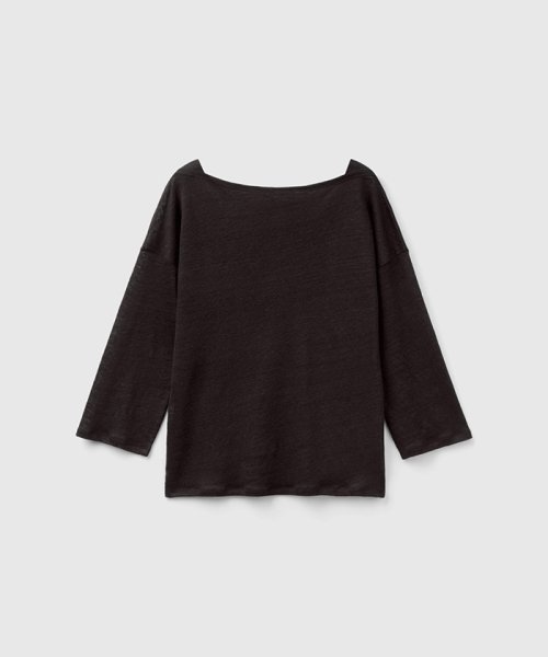 BENETTON (women)(ベネトン（レディース）)/リネン100%ボートネック7分袖ドロップショルダーTシャツ・カットソー/img03