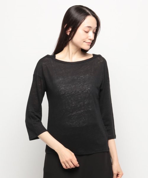 BENETTON (women)(ベネトン（レディース）)/リネン100%ボートネック7分袖ドロップショルダーTシャツ・カットソー/img04