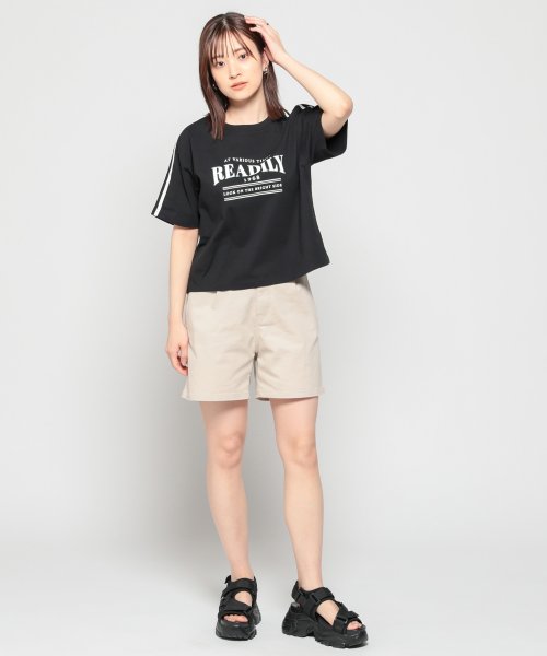 Honeys(ハニーズ)/袖ラインＴシャツ Tシャツ カットソー レディース 半袖 スポーティー ロゴ /img04