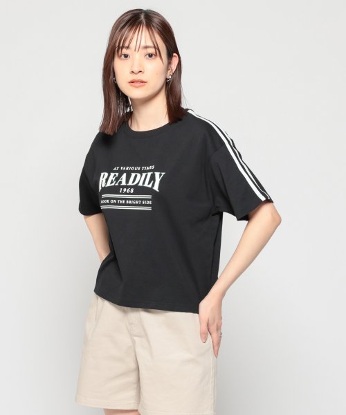 Honeys(ハニーズ)/袖ラインＴシャツ Tシャツ カットソー レディース 半袖 スポーティー ロゴ /img05