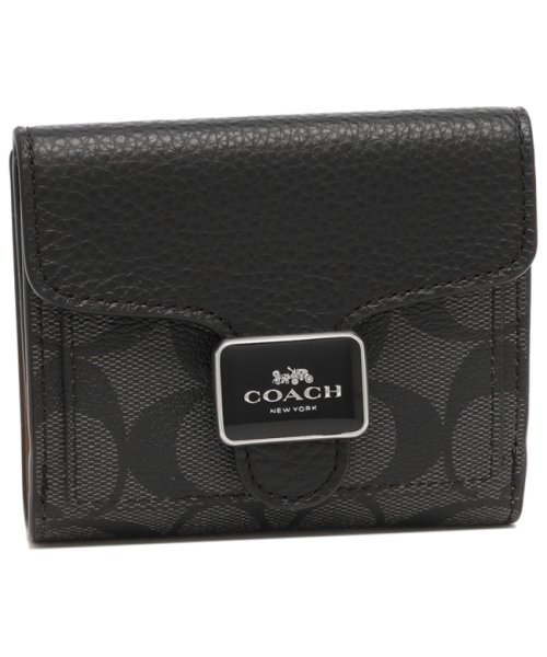 COACH(コーチ)/コーチ アウトレット 二つ折り財布 シグネチャー ブラック グレー レディース COACH C7805 SVTSQ/img01