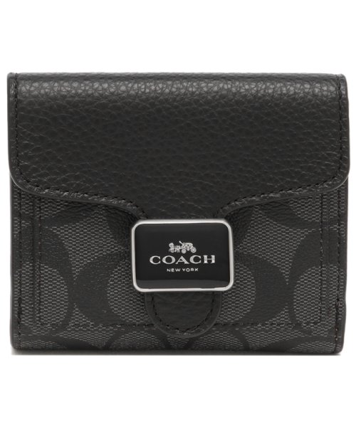 COACH(コーチ)/コーチ アウトレット 二つ折り財布 シグネチャー ブラック グレー レディース COACH C7805 SVTSQ/img05