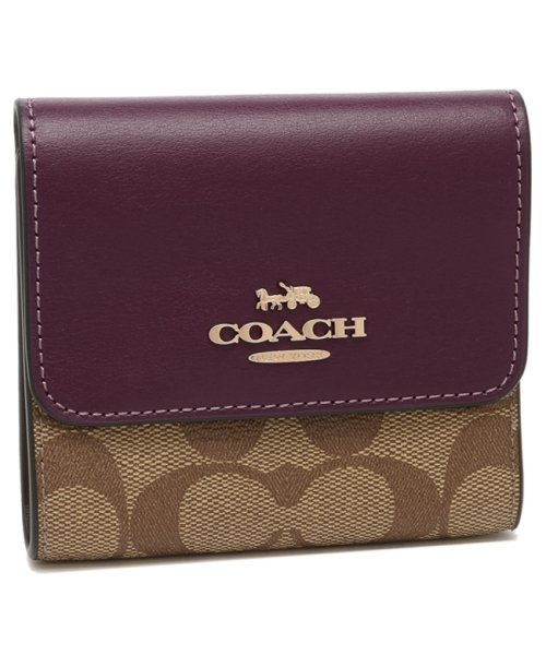 COACH(コーチ)/コーチ アウトレット 三つ折り財布 シグネチャー ミニ財布 ベージュ パープル レディース COACH CE930 IMRSF/img01