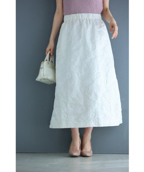 CAWAII(カワイイ)/浮き彫り白花レリーフミディアムスカート/img12