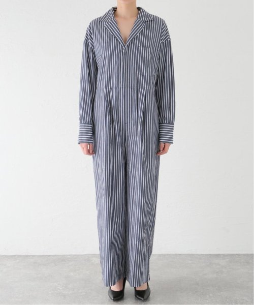 ストライプシャツオールインワン 